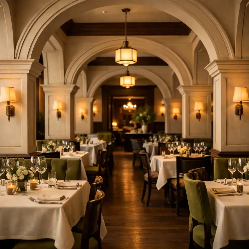 Sala restauracyjna Taste Parlor z architektonicznymi ramami